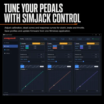 SimJack Control software for pedal calibration and tuning